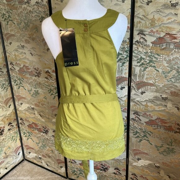 PRESS WOMENS SLEEVELESS EMBROIDERED HEM, TANK TOP PERIDOT GREEN SIZE SP - Picture 5 of 15